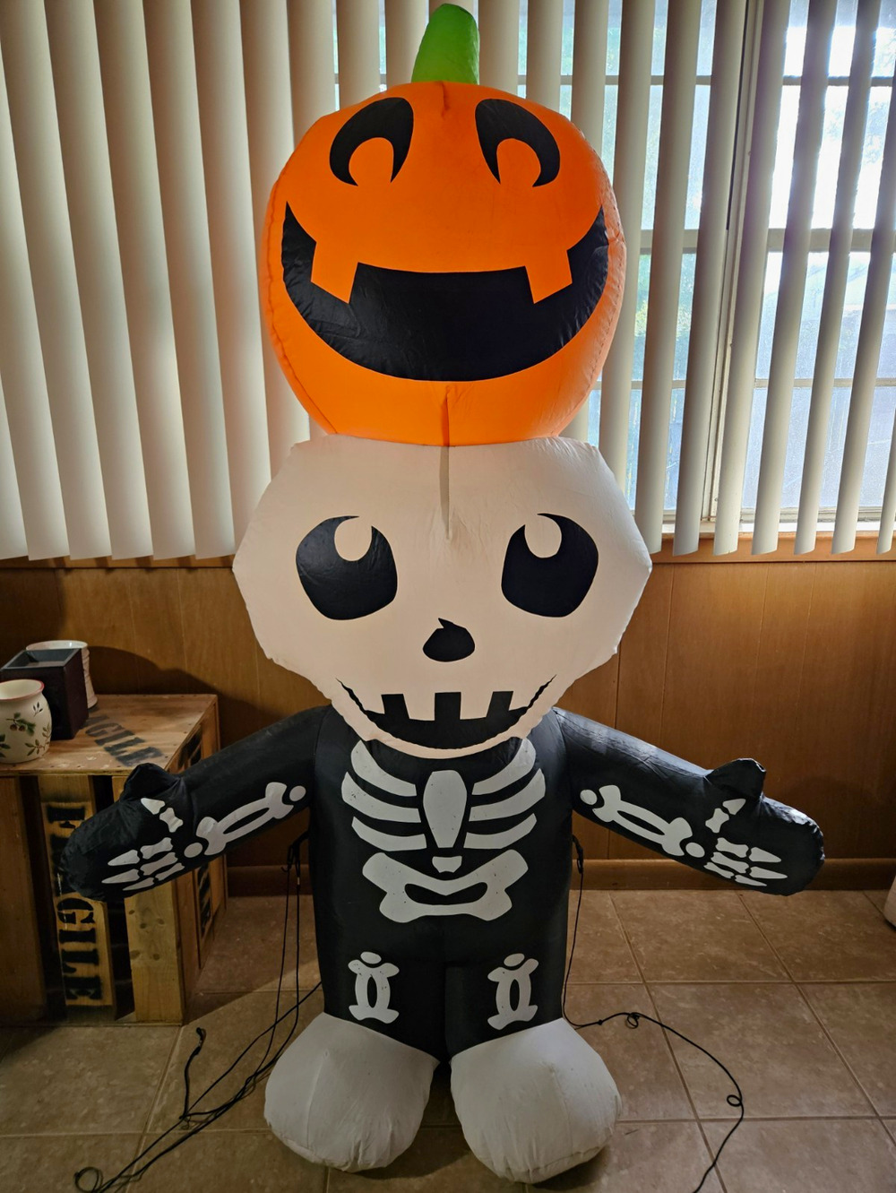 5.5' Halloween Airblown Inflatable **READ DESCRIPTION** Skeleton Jack-O-Lantern